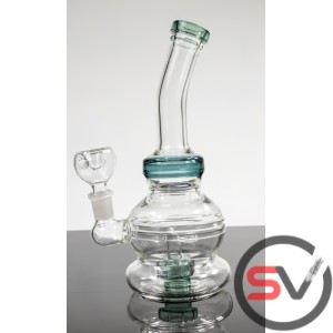 CURVED NECK ROUND BASE GLASS WATER PIPE 8inch